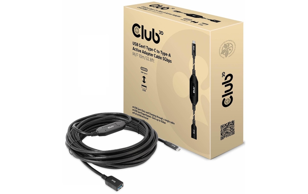 Club 3D Câble adaptateur USB 3.0 CAC-1538 USB-C - USB-A 10 m