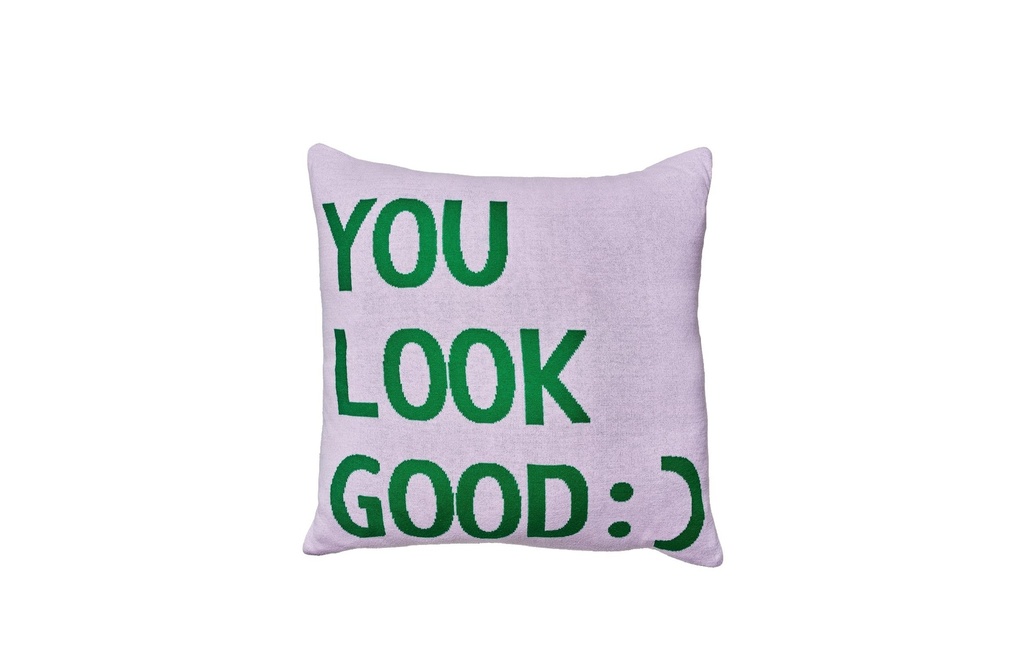 Chic Mic Coussin en coton tricoté Looking good Violet/Vert