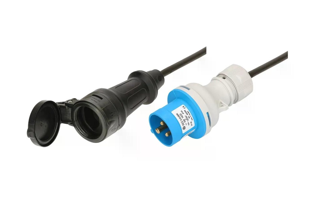 maxCAMP Câble adaptateur 0.5 m T23 - CEE16/3, IP44, Noir