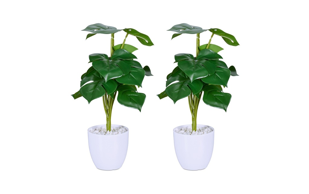 relaxdays Plante artificielle Monstera 2 pièces, 33 cm