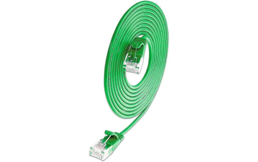 SLIM Câble patch slim RJ-45 - RJ-45, Cat 6A, U/UTP, 1 m, Vert
