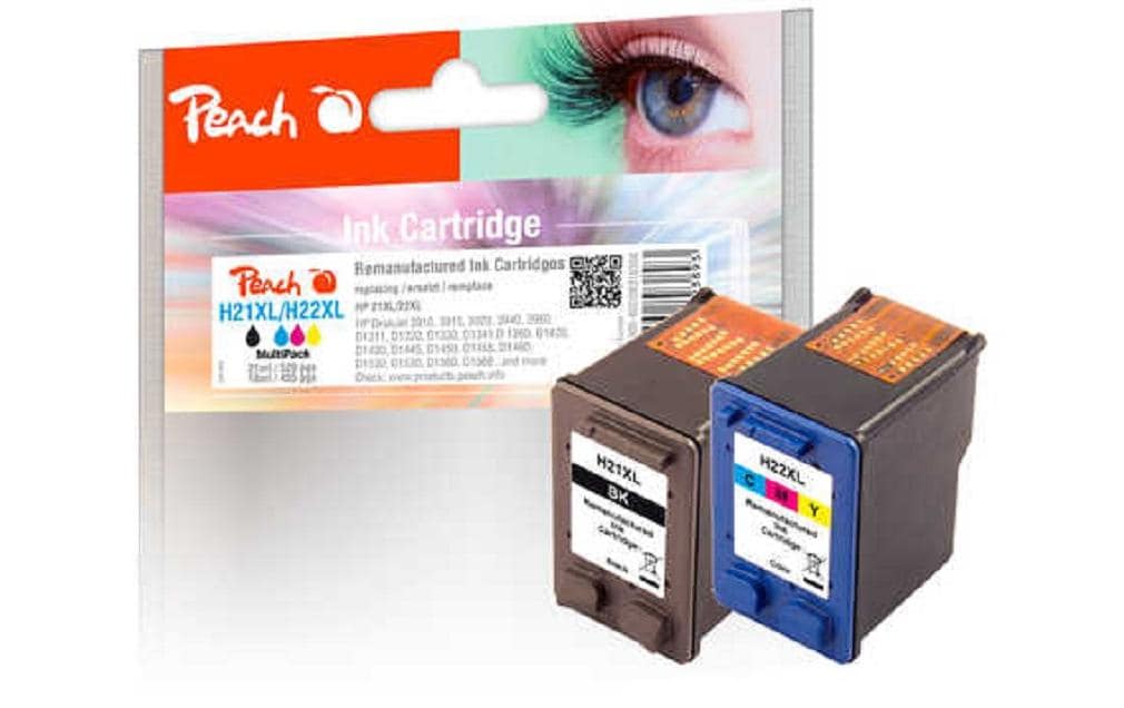 Peach Kits d’encre HP Nr. 21/22 Multipack BK/C/M/Y