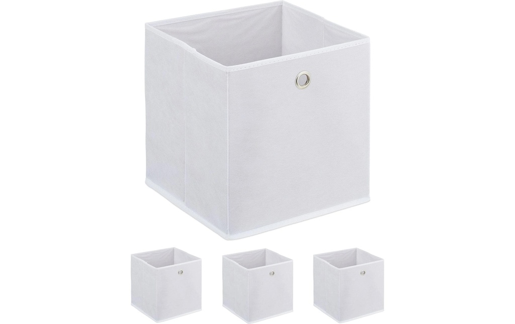 relaxdays Boîte de rangement, lot de 4 Blanc
