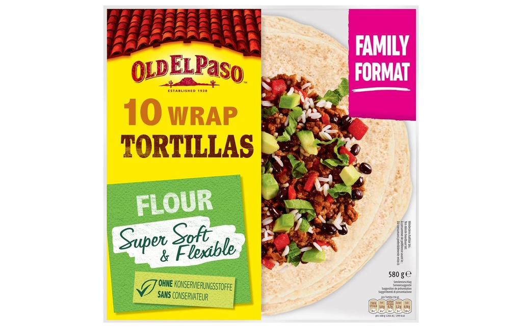 Old El Paso Family Wrap Tortillas 10 pièces