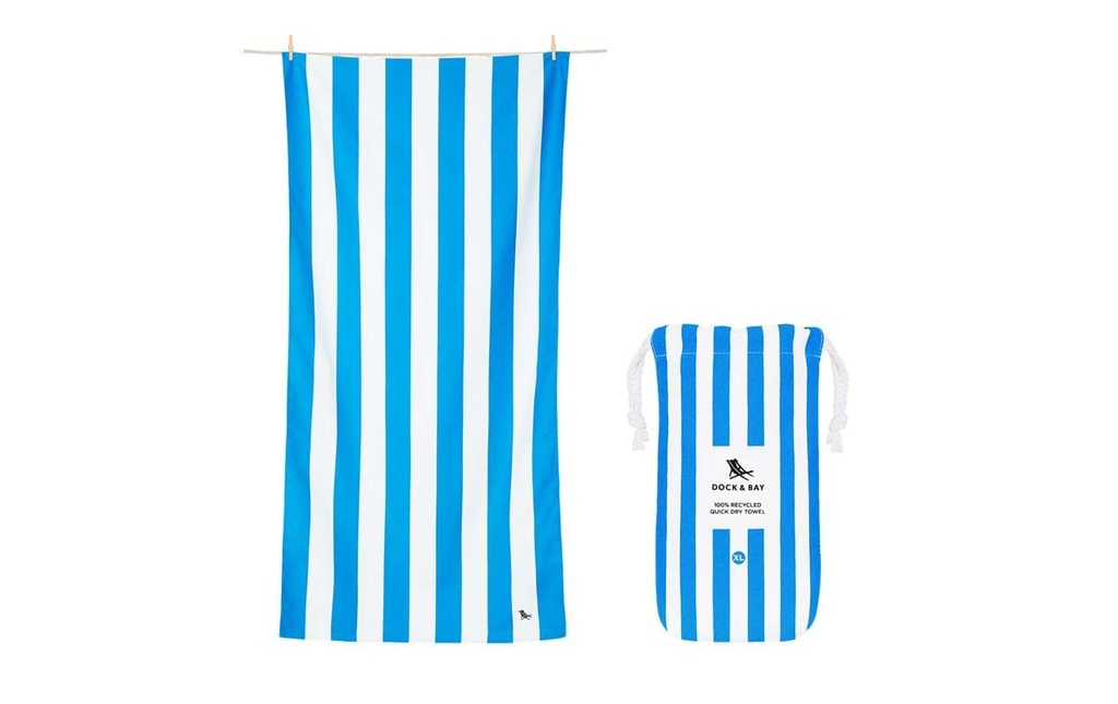 Dock & Bay Serviette de plage Cabana 200 cm x 90 cm, Blanc, Bleu