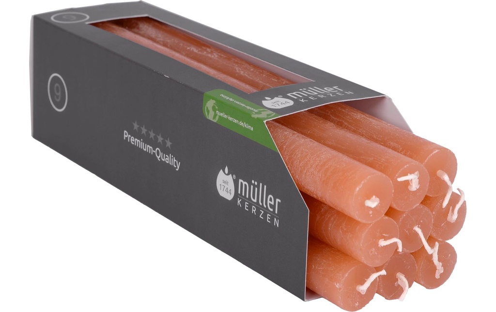 müller Kerzen Bougie droite Polar 25 cm x 2.2 cm, Orange, 9 Pièce/s, Orange