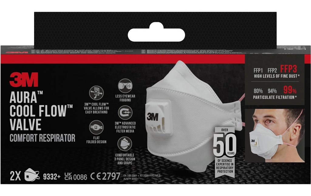 3M Masque de protection respiratoire 9332  FFP3