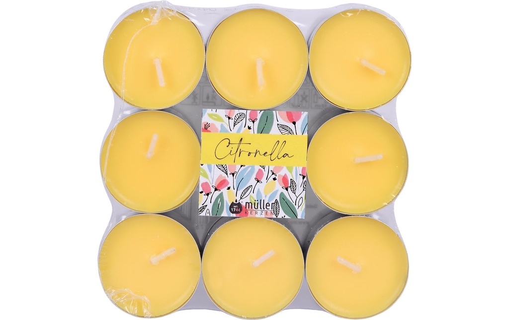 müller Kerzen Bougies à réchaud Outdoor Citronella 18 pièces, 1.5 x 3.9 cm