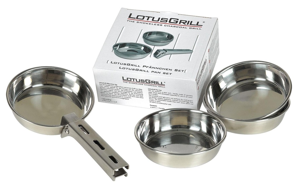LotusGrill Set de poêles à frire, Inox, 4 pièces