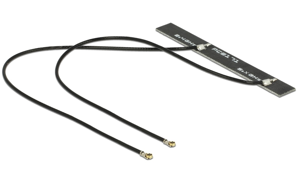 Delock Antenne Wi-Fi Double bande, montage adhésif MHF 4L 5 dBi Rayonnement omni directionnel