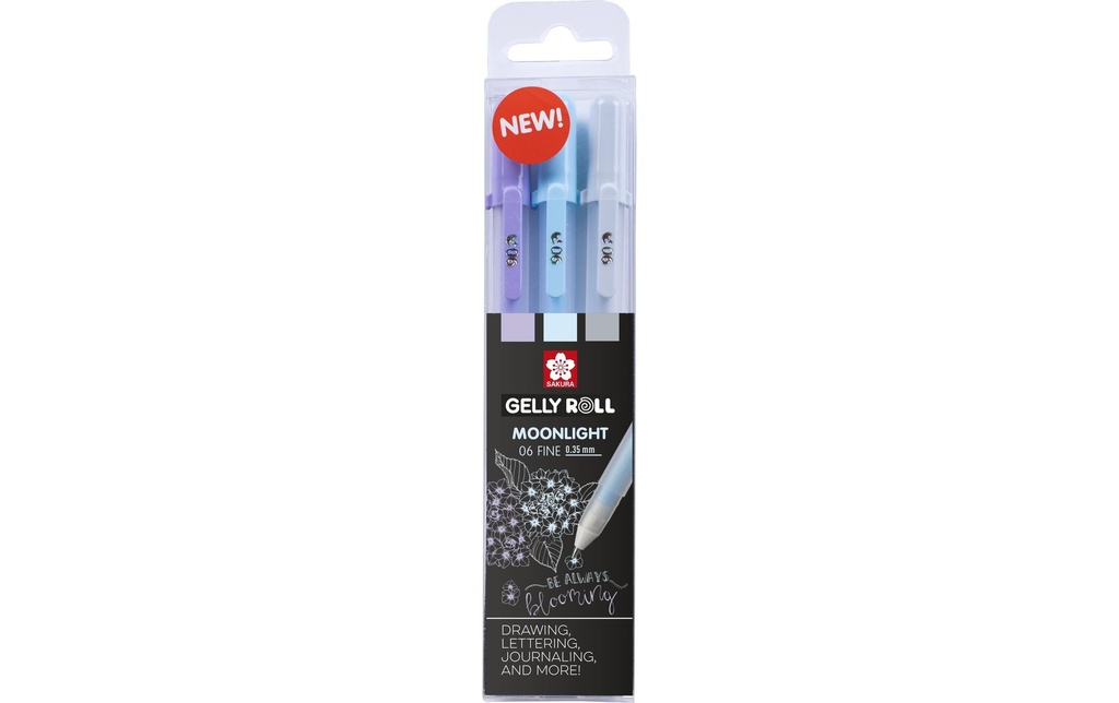 Sakura Stylo à encre gel Gelly Roll Moonlight Calm 0.35 mm, 3 pièces