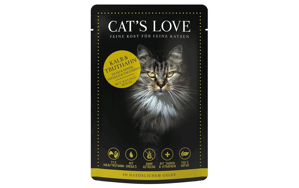 Cat's Love Alimentation humide Adult veau & dinde, 85 g