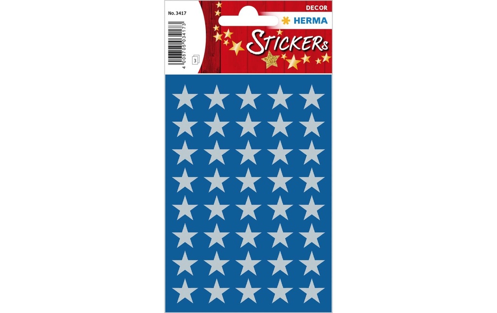 Herma Stickers Autocollants de Noël Étoiles 3 feuilles à 120 autocollants, argent