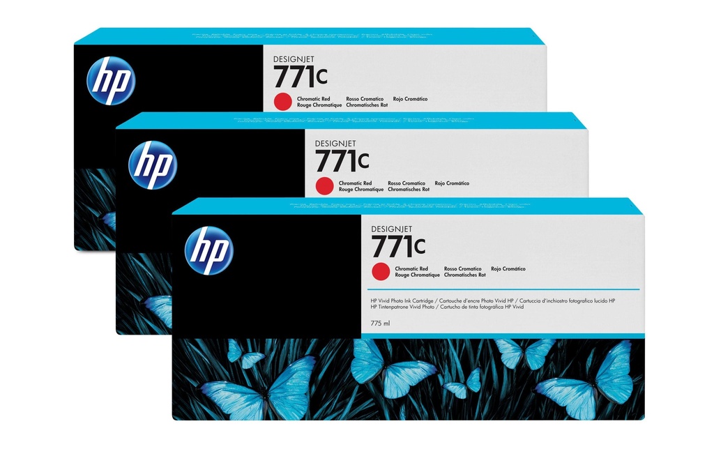 HP Encre Nr. 771C (B6Y32A) Chromatic Red (paquet de 3)