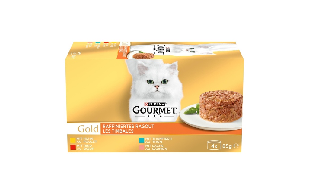 Purina Gourmet Alimentation humide Gourmet Gold Ragoût raffiné, 4 x 85 g