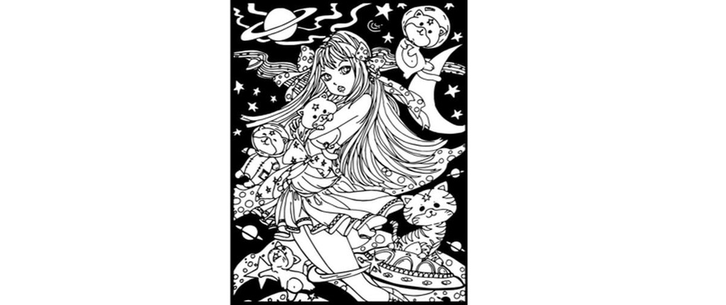 Tataruga Kits de peinture Image de velours A4, Manga Girl