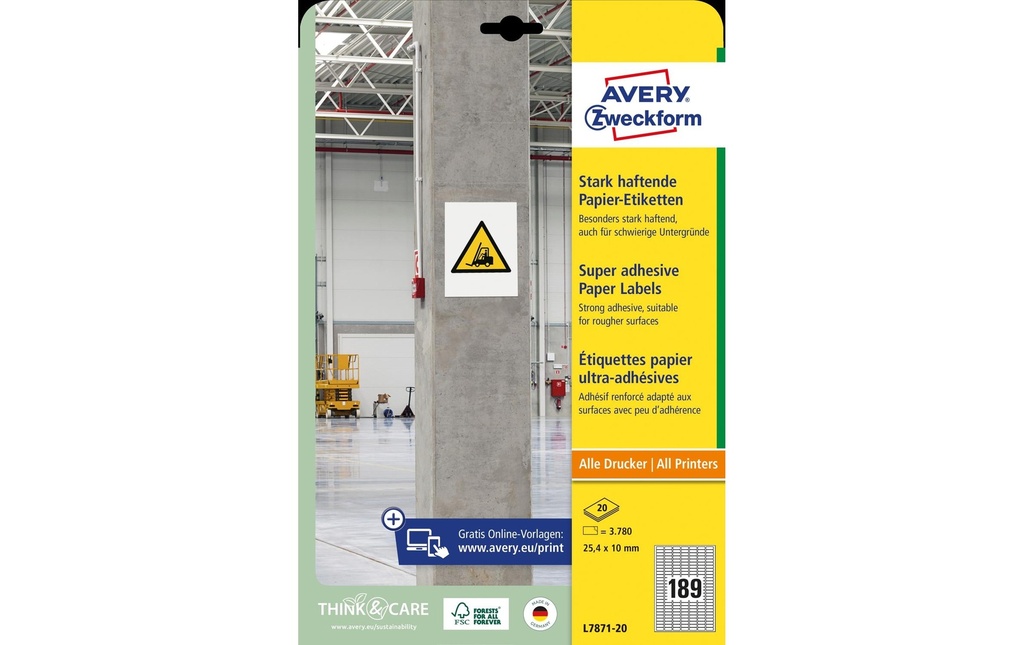 Avery Zweckform Étiquettes multi-usage 25.4 x 10 mm, 20 feuille