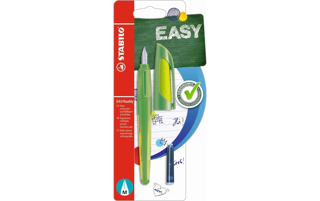 STABILO Stylo plume Easybuddy moyen (M), Vert