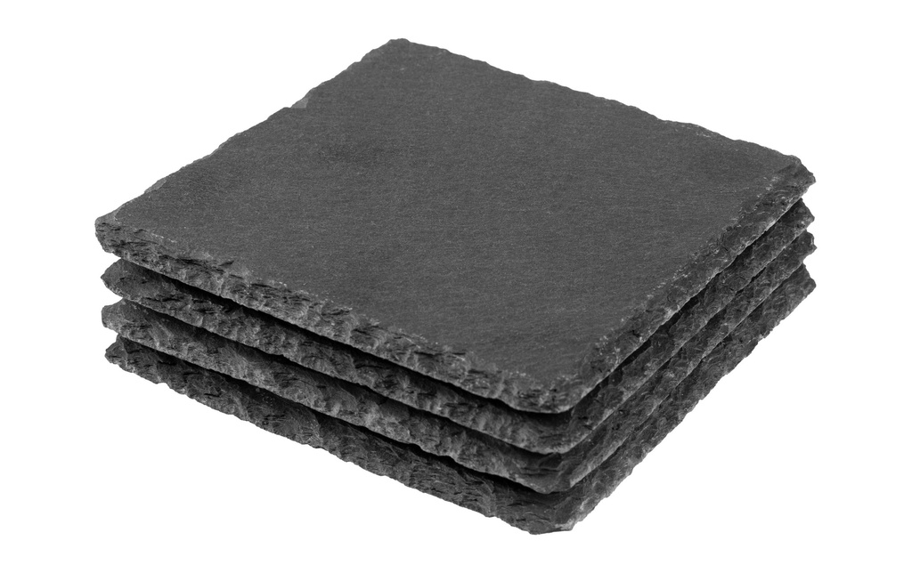 COCON Dessous-de-plat pour bougies 10 x 10 cm, Ardoise, Noir, 4 pièces