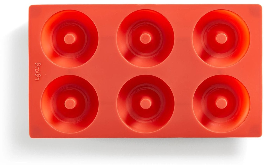 Lékué Plat de cuisson des beignets Silicone, Rouge, 6 alvéoles
