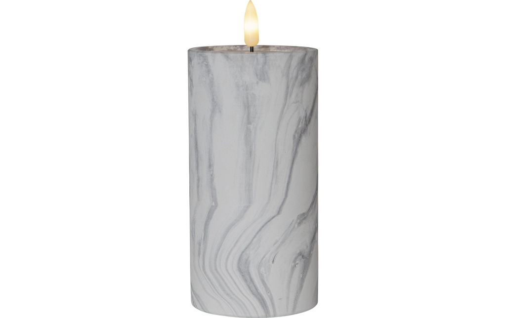 Star Trading Bougie LED Pilier Flamme Marbre Ø 7.5 x 17.5 cm, Gris
