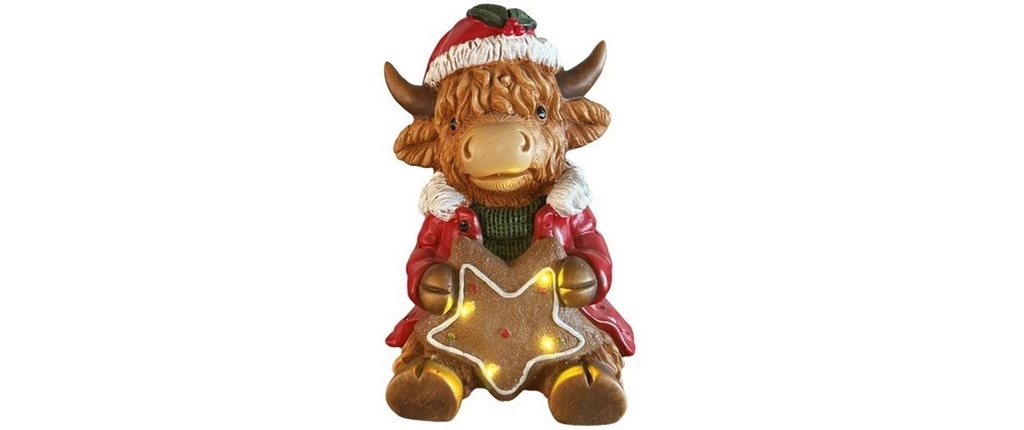 Dameco LED Bœuf Highland assis 23 cm x 20 cm x 31 cm