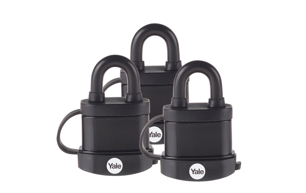 Yale Cadenas Y222B 35/22 Résistant aux intempéries, lot de 3 Noir Acier
