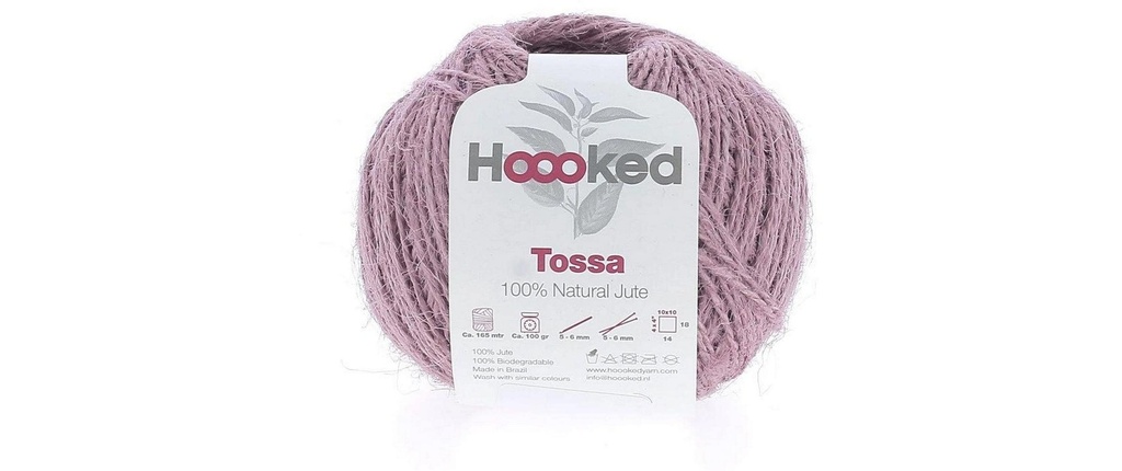 Hoooked Laine Jute naturelle Tossa Tea Rose, 165 m