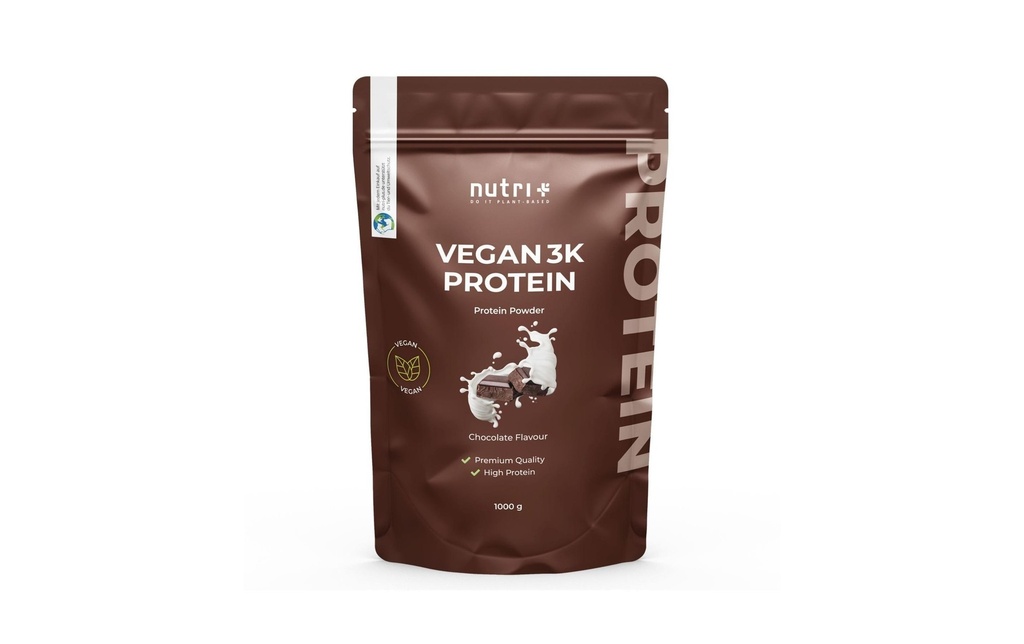 Nutri+ Poudre Protéine 3K végétalienne Chocolat 1000 g