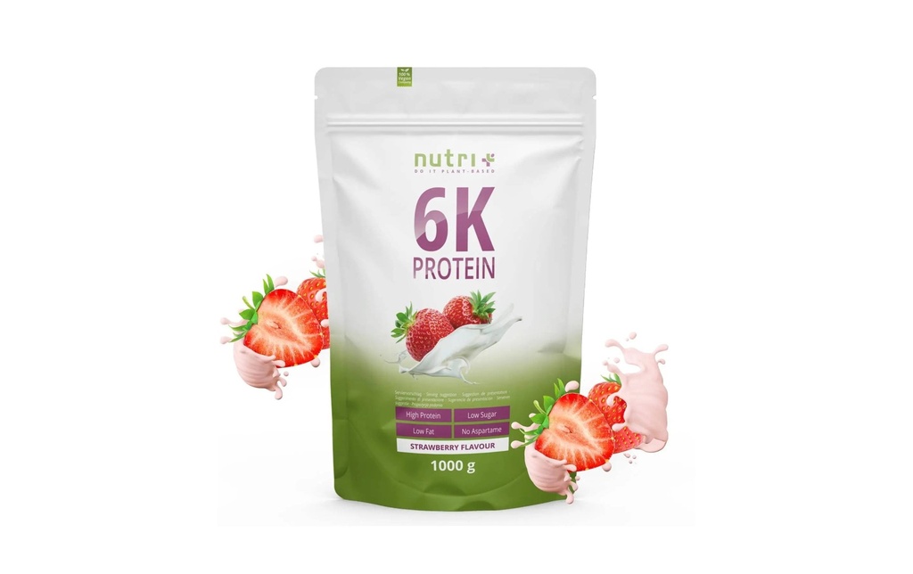 Nutri+ Poudre Protéine 6K végétalienne Fraise 1000 g