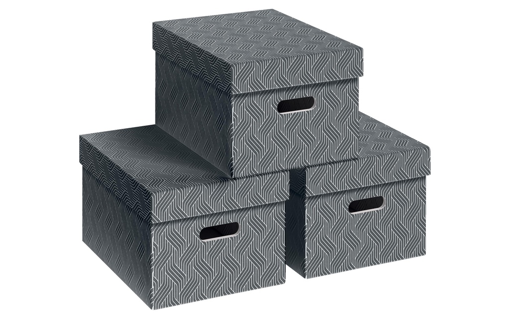 VON Boîte de rangement Moyen, 3 pièces, Gris