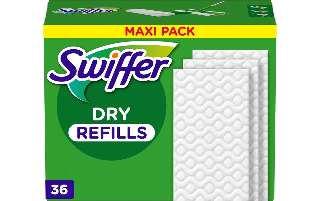 Swiffer Tampon de nettoyage Recharges de lingettes pour sol Dry 36 pièces