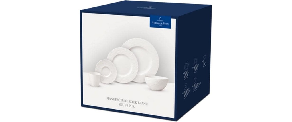 Villeroy & Boch Set de vaisselle Manufacture Rock 20 pièces, Blanc