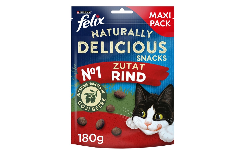 Felix Collation pour chat Naturally Delicious Bœuf aux baies de goji 180 g