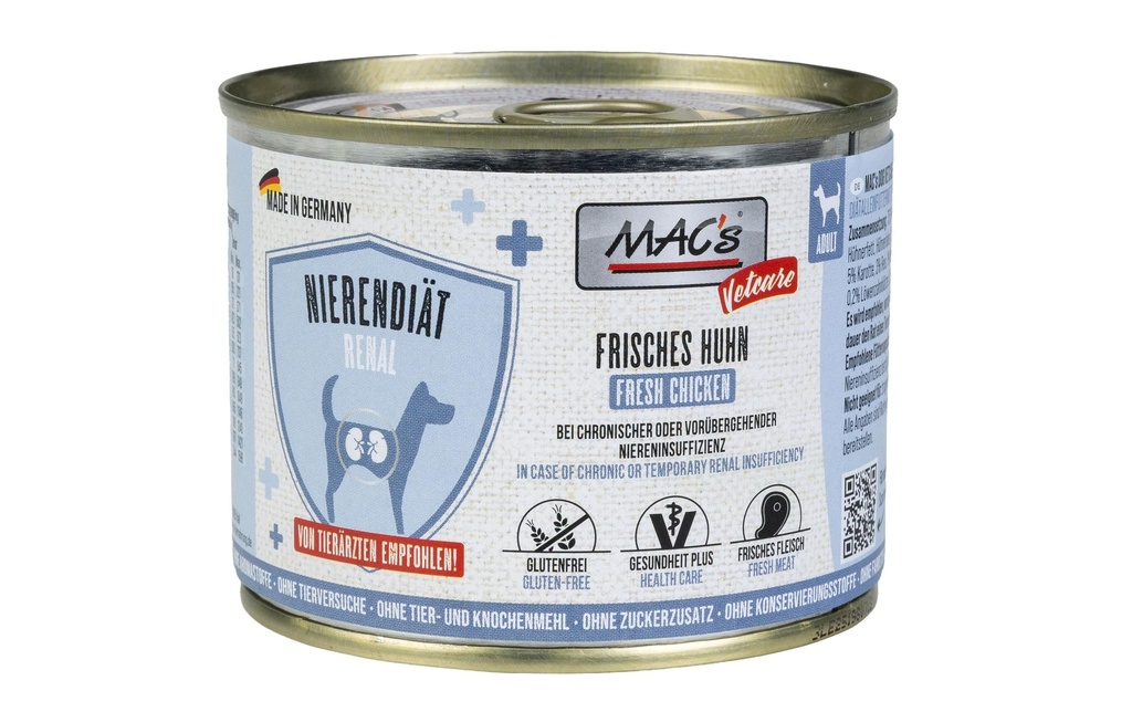 MAC's Vetcare Nourriture humide Régime rénal au poulet 200 g