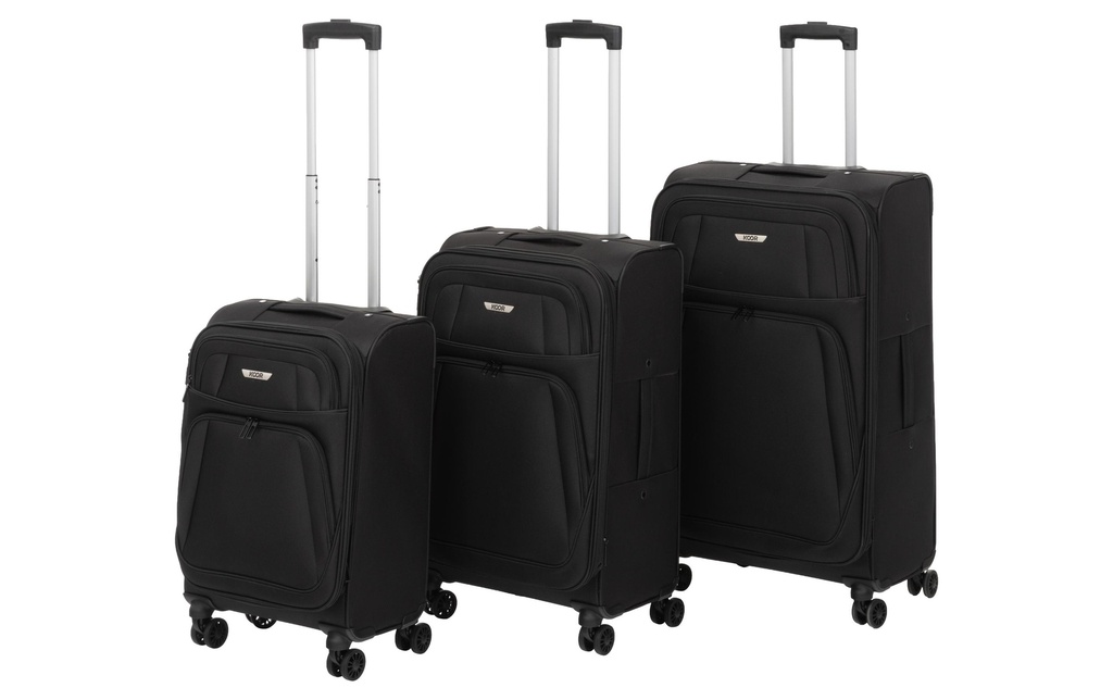 KOOR Set de valises de voyage Tissu 3 pièces, noir