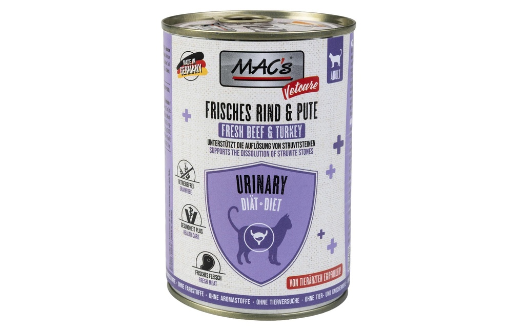 MAC's Vetcare Nourriture humide Urinary bœuf et dinde 400 g