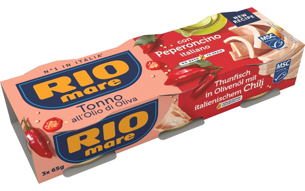 RIO mare Conserves Thon à l'huile d'olive et au piment 3 x 65 g