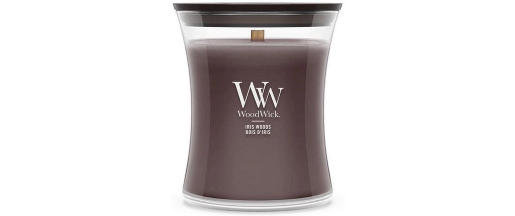 Woodwick Bougie parfumée Iris Woods Medium Jar