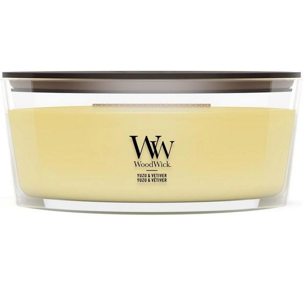 Woodwick Bougie parfumée Yuzu & Vetiver Ellipse