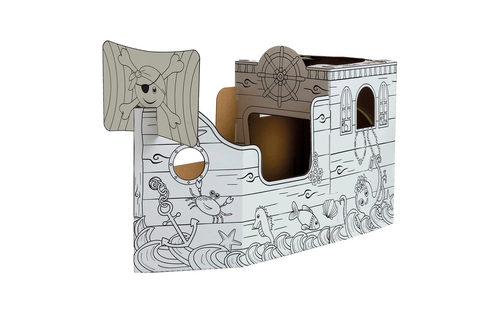 Fellowes Maison de Jeux à colorier Bateau pirate XL en carton ondulé