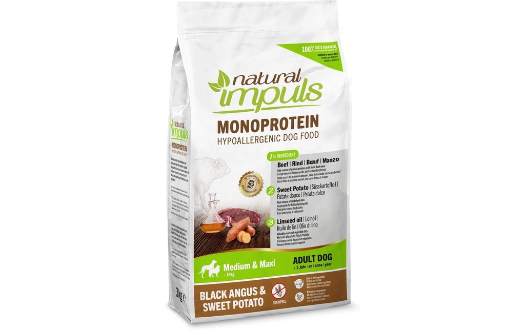 Natural Impuls Alimentation sèche Adult Med/Max Bœuf Angus 3 kg
