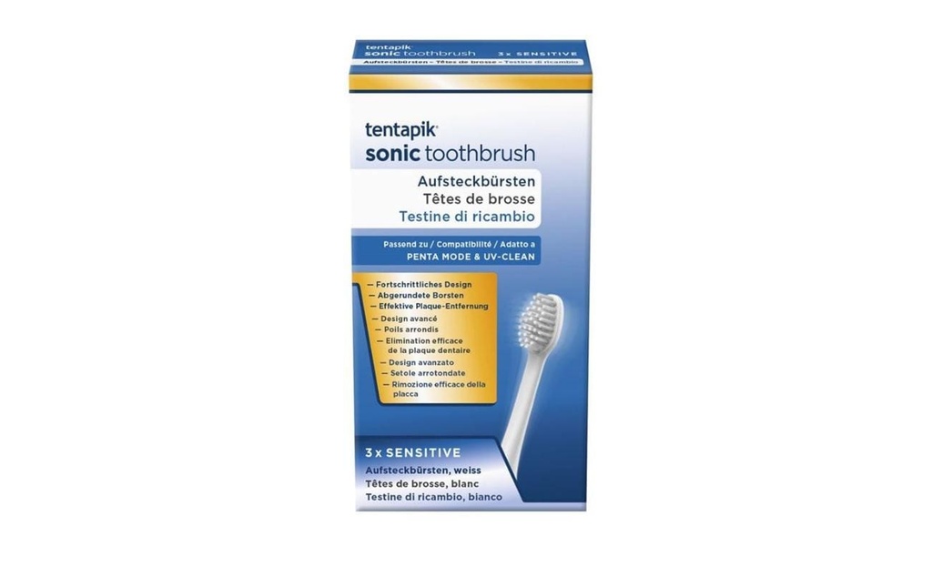 Tentapik Tête de brosse à dents Sensitive Blanc, 3 pièces