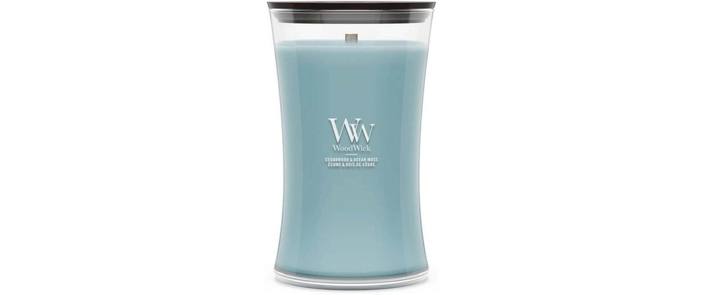 Woodwick Bougie parfumée Cedarwood & Ocean Moss Large Jar