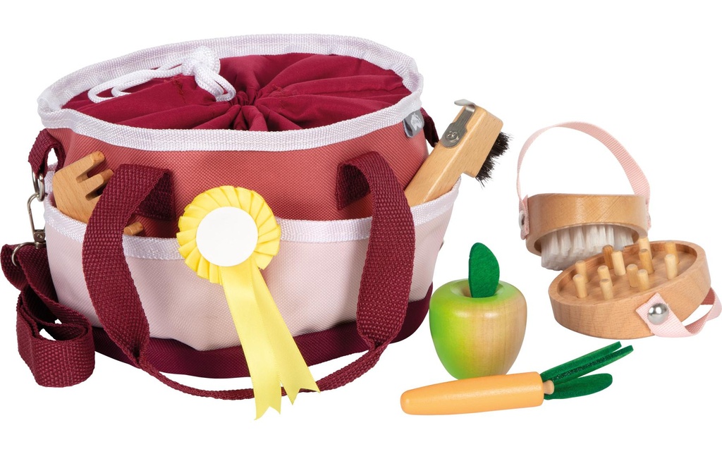 small foot Set de soins pour chevaux avec sac Rouge
