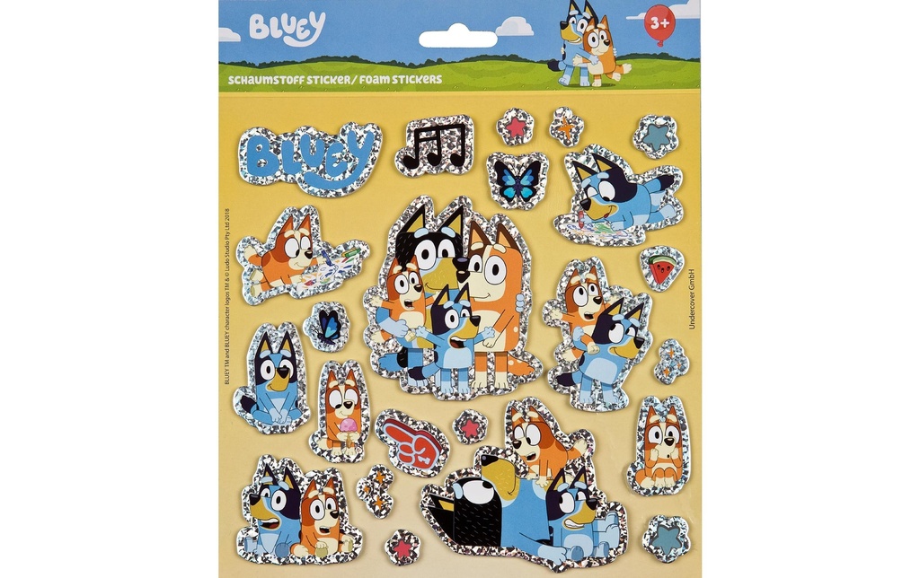 Undercover Autocollant à motif Bluey avec 20 autocollants
