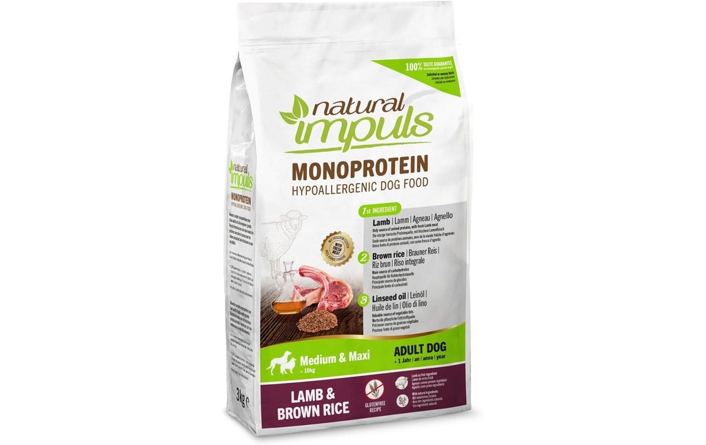 Natural Impuls Alimentation sèche Adult Med/Max Agneau 3 kg