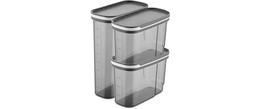 Hermia Boîte à provisions 3 pièces 1x 2700ml/ 2x 1250 ml, Anthracite
