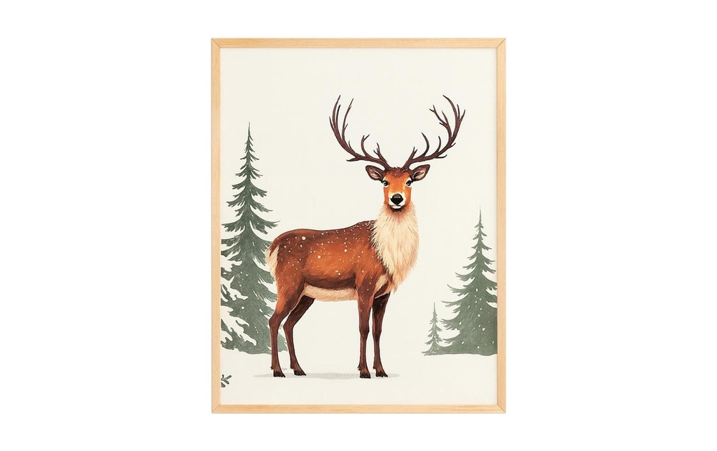 Wallxpert Image de Noël cerf d'hiver Cerf, 33x48 cm