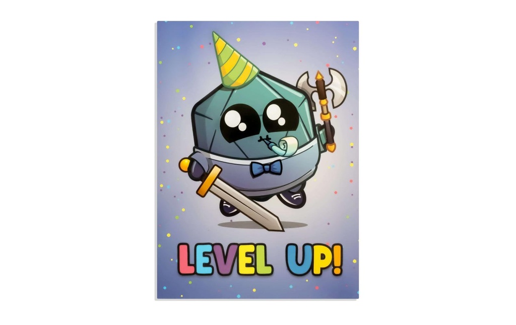 Glass Staff Carte d'anniversaire Leveled Up Bleu